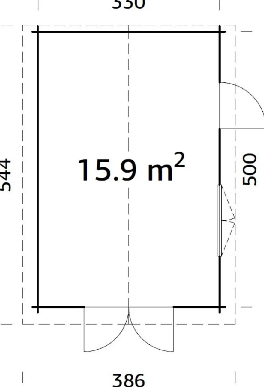 Palmako garasje Tony 15,9 m² 350 x 520 cm