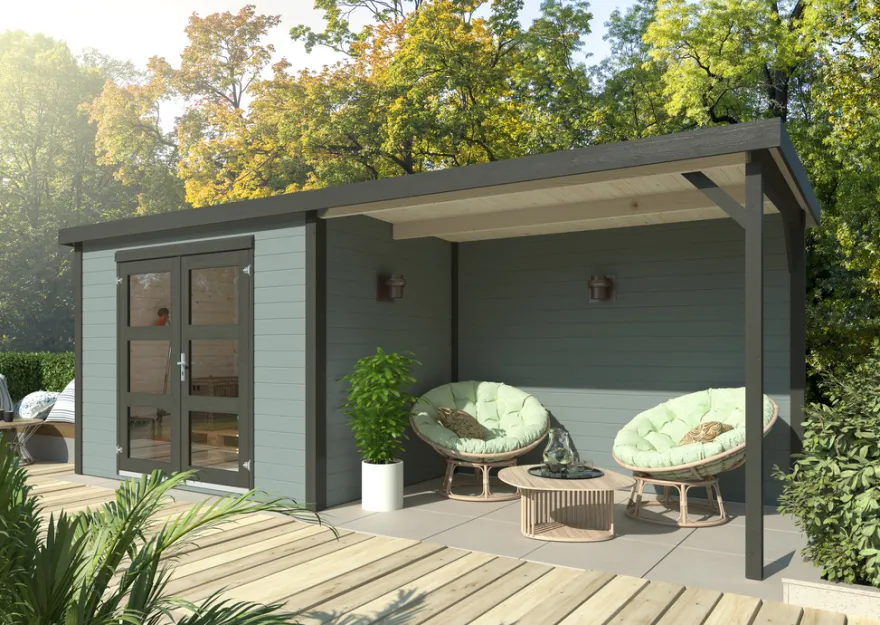 Palmako redskapsbod m/pergola Alma 560 x 184 cm