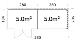 Palmako redskapsbod m/pergola Alma 560 x 184 cm