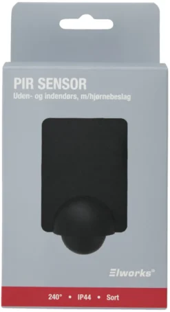 PIR-sensor 240° innendørs/utendørs svart – Elworks