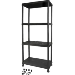 Reol m/4 hyller svart plast - Gardeco