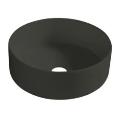 Rund servant i porselen frittstående/toppmontert svart Ø36 cm