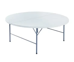 Sammenleggbart bord Ø180 cm plast/stål hvit - Sunlife®