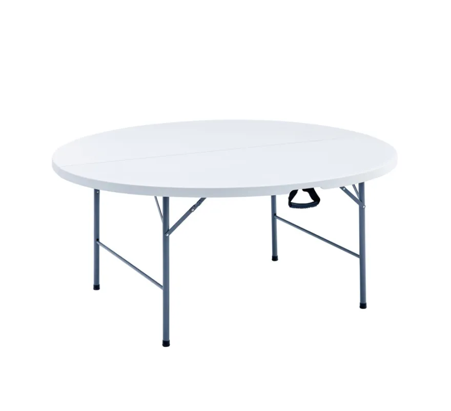 Sammenleggbart bord Ø160 cm plast/stål hvit – Sunlife®