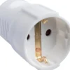 Skjøtekontakt nylon m/jord hvit