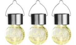 Solcellepære glass/metall Ø6 cm 3-pk. - Garden®
