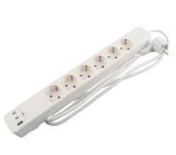 6-stikkontakt schuko m/3 x USB PD65W 1,5 m – Elworks