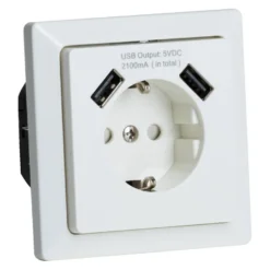Stikkontakt 1V enkel m/jord USB