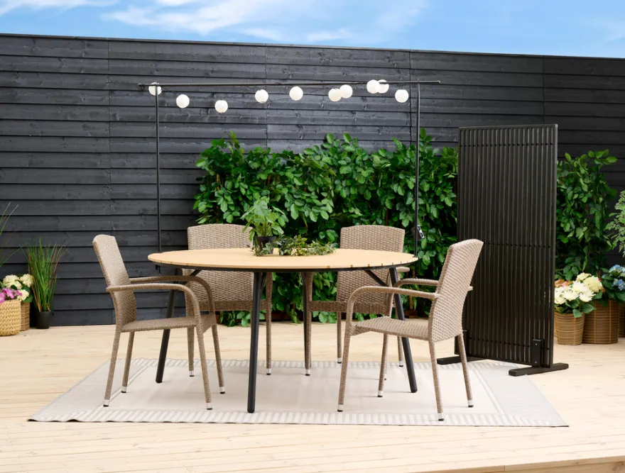 Terrasseavskjerming New York svart akasie – Sunlife®