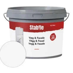 Vegg- og fasademaling 25 hvit 4,5 liter – Stabile